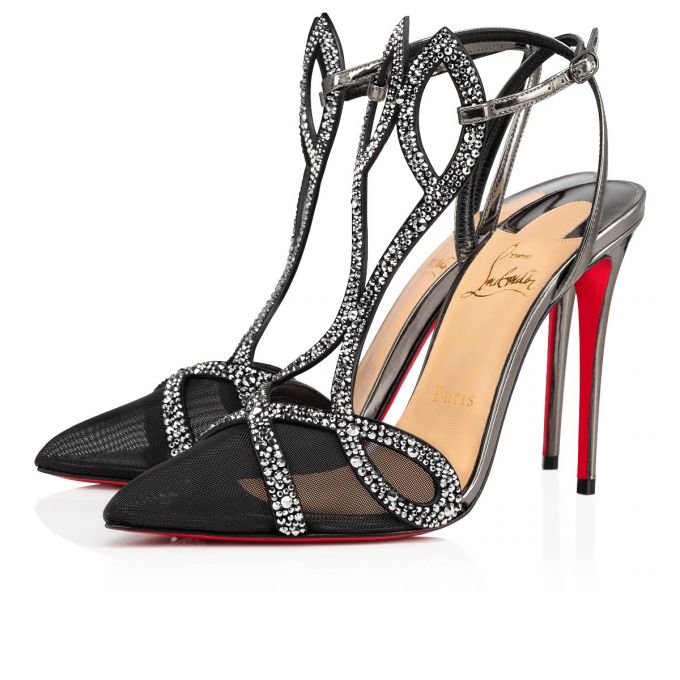 Pantofi Cu Toc Christian Louboutin Double L Pump Strass 100 Fishnet Pumps Dama Argintii | RO13152