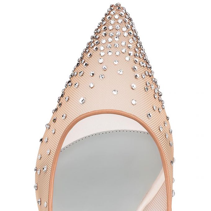 Pantofi Cu Toc Christian Louboutin Follies Strass 085 85 Version Off Dentelle Pumps Dama Albi | RO27754