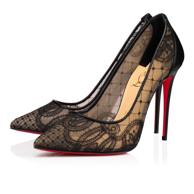 Pantofi Cu Toc Christian Louboutin Follies Dantela 100 Version Dantela Pumps Dama Negrii | RO53031