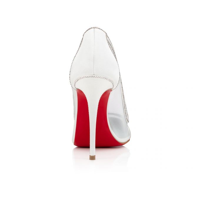 Pantofi Cu Toc Christian Louboutin Galativi Strass 100 Crepe Sati 100 Version Pumps Dama Albi Albastri | RO09852