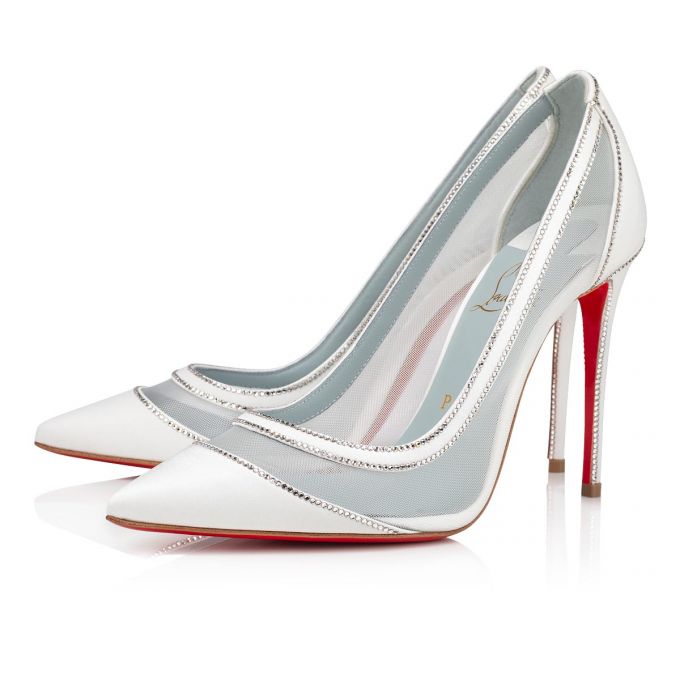 Pantofi Cu Toc Christian Louboutin Galativi Strass 100 Crepe Sati 100 Version Pumps Dama Albi Albastri | RO09852