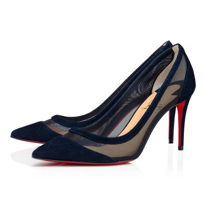 Pantofi Cu Toc Christian Louboutin Galativi 85 Version Marine Veau Velours Pumps Dama Bleumarin | RO12839