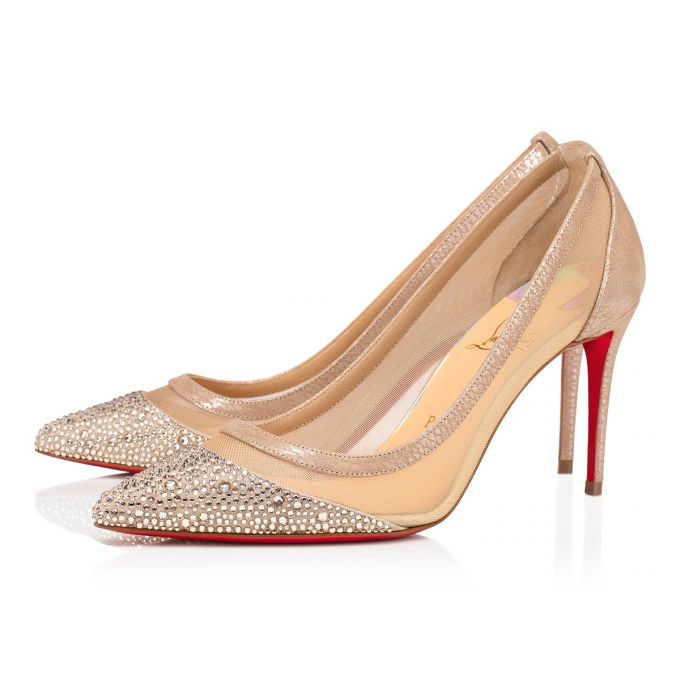 Pantofi Cu Toc Christian Louboutin Galativi P Strass 85 Version Clasici Fabric Pumps Dama Bej | RO72468