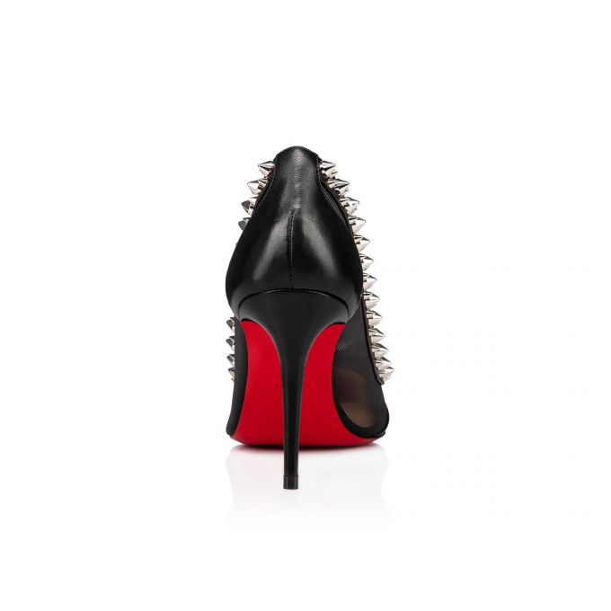 Pantofi Cu Toc Christian Louboutin Galativi Spikes 85 Fishnet Pumps Dama Negrii Argintii | RO97175