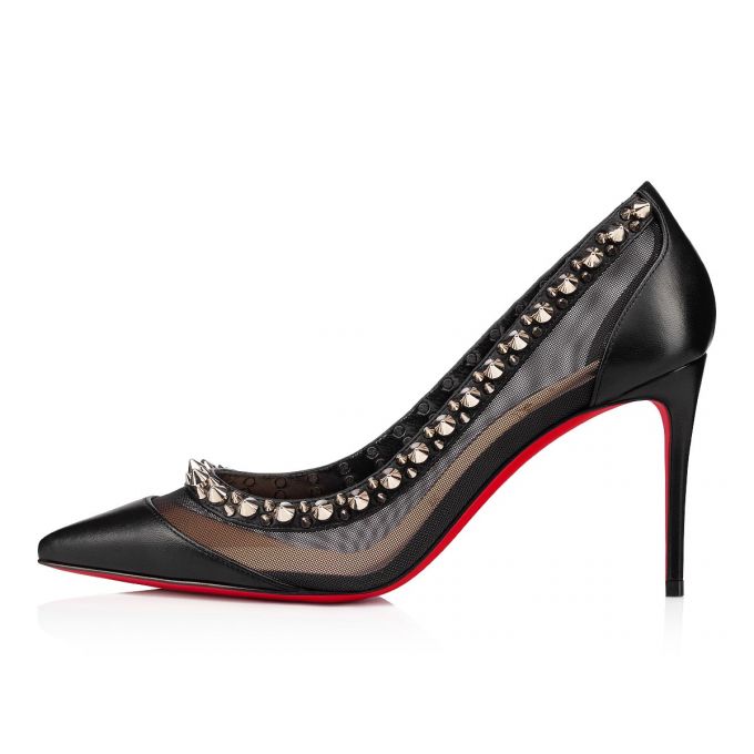 Pantofi Cu Toc Christian Louboutin Galativi Spikes 85 Fishnet Pumps Dama Negrii Argintii | RO97175