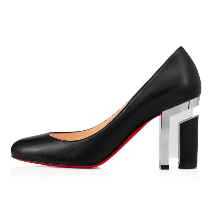 Pantofi Cu Toc Christian Louboutin Geleutourni 85 Nappa Pumps Dama Negrii Argintii | RO00517