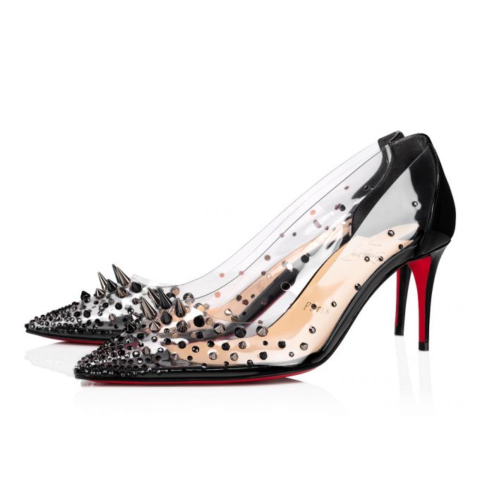 Pantofi Cu Toc Christian Louboutin Grotika 70 Pvc Pumps Dama Negrii | RO27317