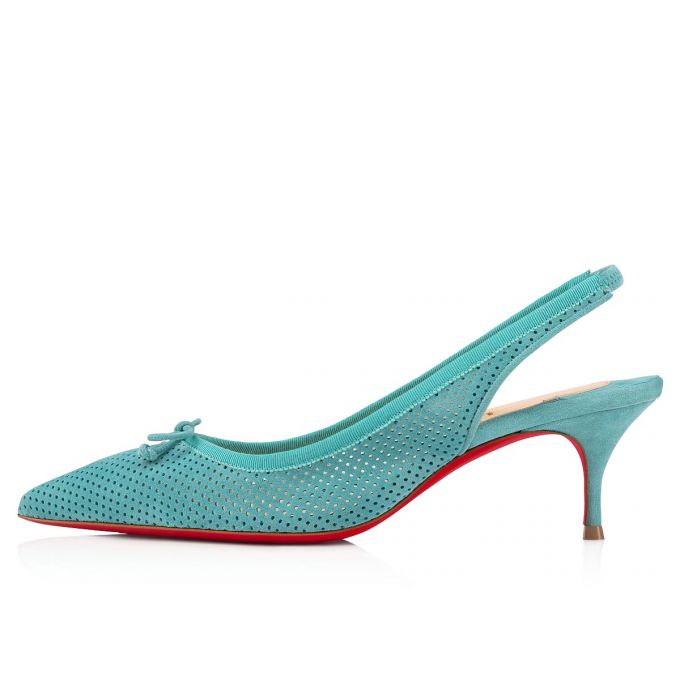 Pantofi Cu Toc Christian Louboutin Hall Sling Pump 55 Veau Velours Pumps Dama Albastri | RO23488