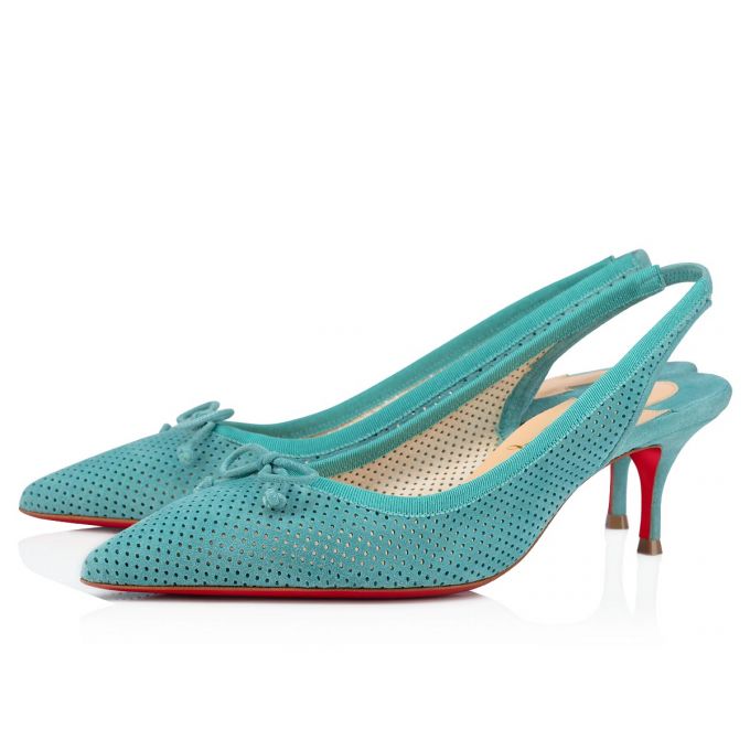 Pantofi Cu Toc Christian Louboutin Hall Sling Pump 55 Veau Velours Pumps Dama Albastri | RO23488