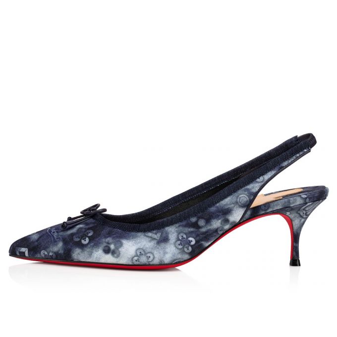 Pantofi Cu Toc Christian Louboutin Hall Sling Pump 55 Bumbac Pumps Dama Colorati Albastri | RO40633