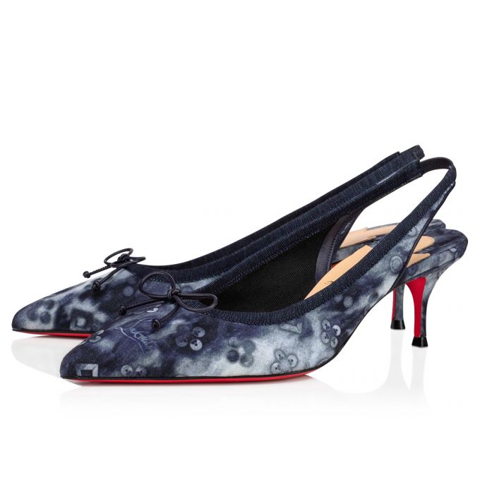 Pantofi Cu Toc Christian Louboutin Hall Sling Pump 55 Bumbac Pumps Dama Colorati Albastri | RO40633