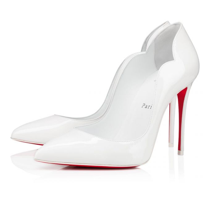 Pantofi Cu Toc Christian Louboutin Hot Chick 100 Lacuita Pumps Dama Albi | RO39684