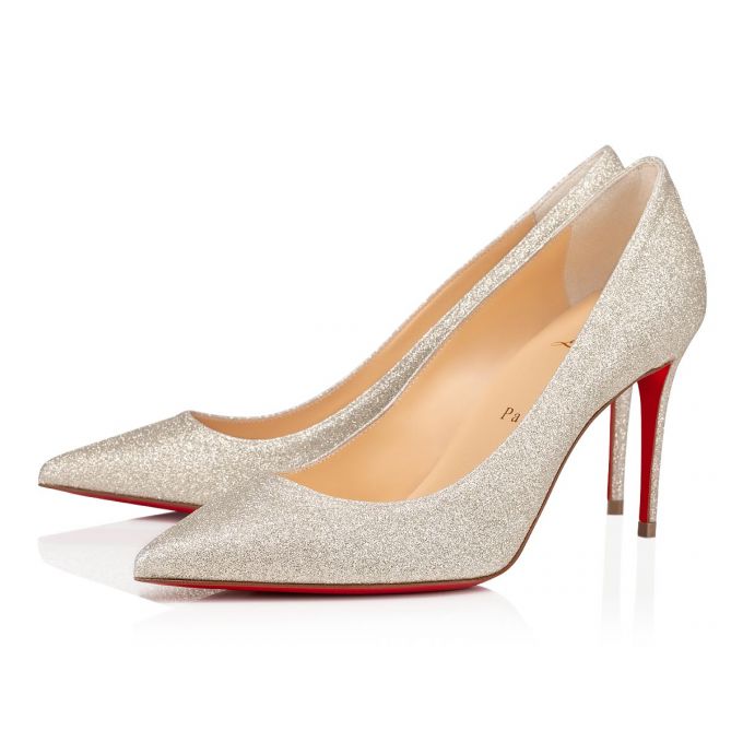 Pantofi Cu Toc Christian Louboutin Kate 85 Ivory Glitter Pumps Dama Argintii | RO98793