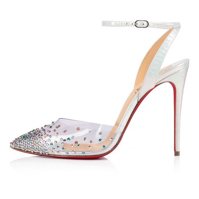 Pantofi Cu Toc Christian Louboutin Spikaqueen 100 Pvc Pumps Dama Albi | RO07492