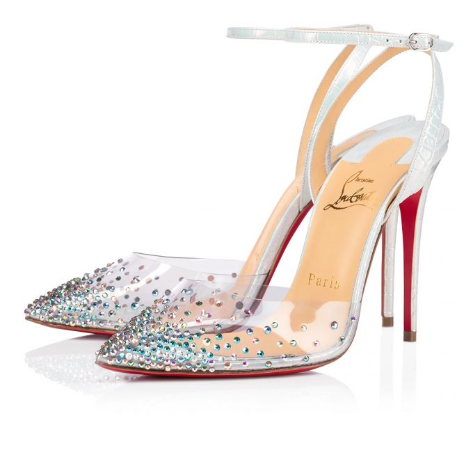 Pantofi Cu Toc Christian Louboutin Spikaqueen 100 Pvc Pumps Dama Albi | RO07492