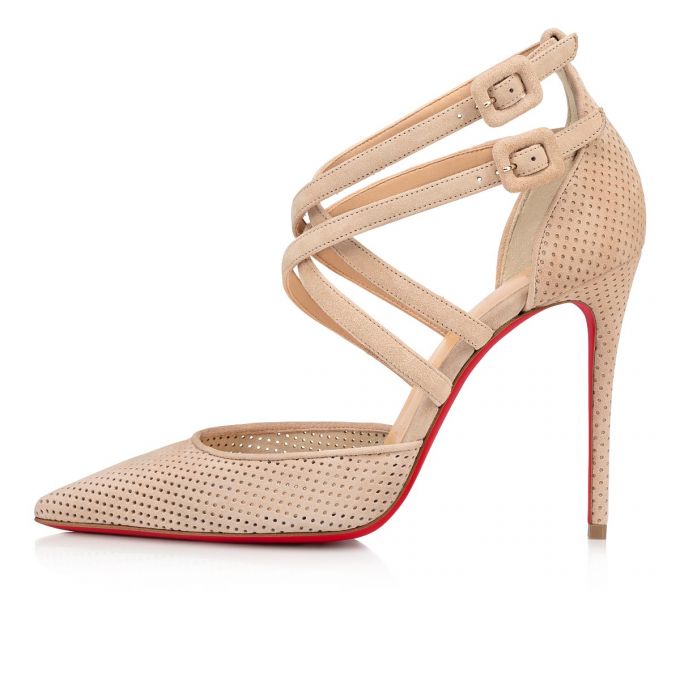 Pantofi Cu Toc Christian Louboutin Victorilla 100 Veau Velours Pumps Dama Bej | RO72549