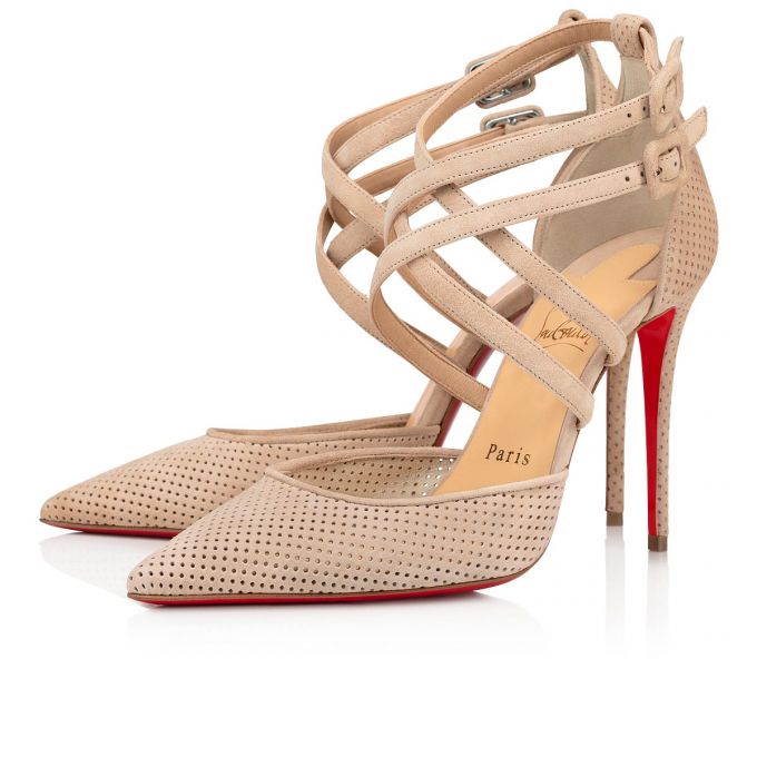 Pantofi Cu Toc Christian Louboutin Victorilla 100 Veau Velours Pumps Dama Bej | RO72549