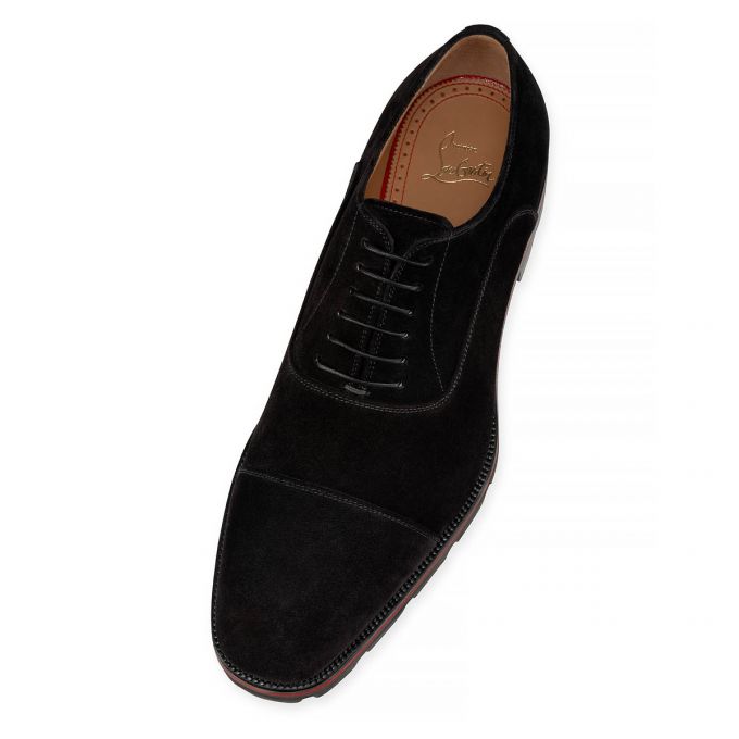 Pantofi Oxford Christian Louboutin Hubertus 000 Veau Velours Oxford Barbati Negrii | RO89575