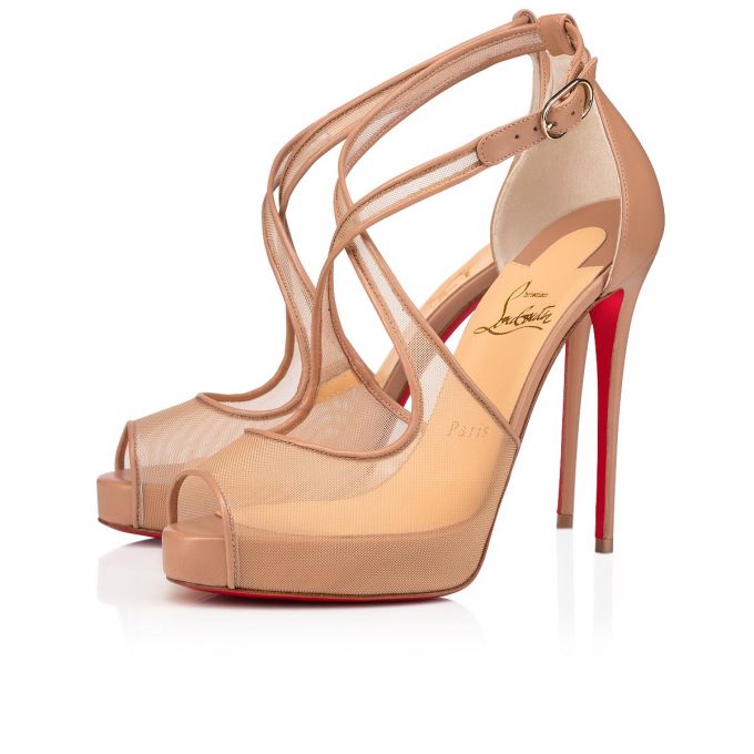 Platforms Christian Louboutin Mariacar 120 Fishnet Platforms Dama Bej | RO95611