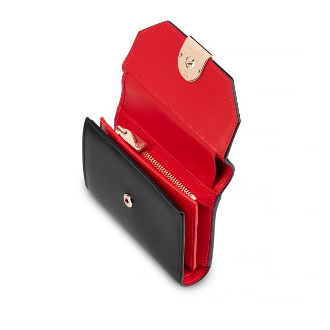 Portofel Christian Louboutin Elisa Compact Wallet Calf Empi Clasici Piele Wallets Dama Negrii Aurii | RO59115