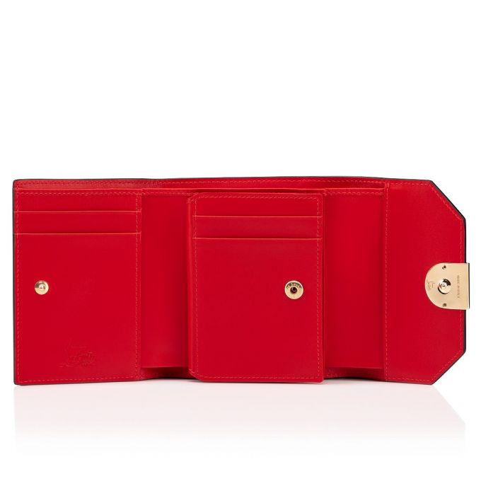 Portofel Christian Louboutin Elisa Compact Wallet Calf Empi Clasici Piele Wallets Dama Negrii Aurii | RO59115