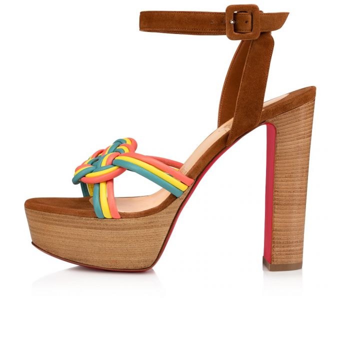 Sandale Christian Louboutin Ella 130 Nappa Sandals Dama Colorati Bej | RO73917