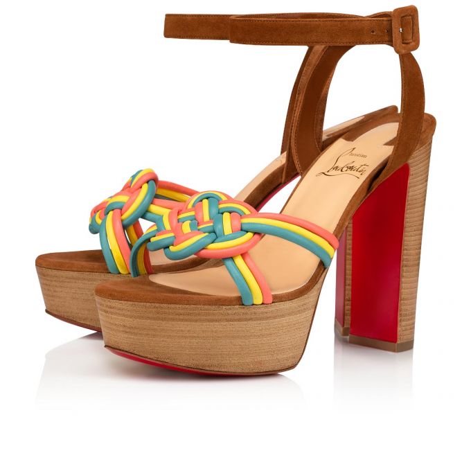 Sandale Christian Louboutin Ella 130 Nappa Sandals Dama Colorati Bej | RO73917