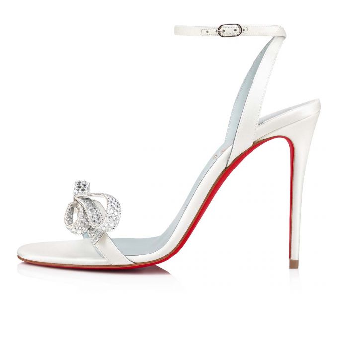 Sandale Christian Louboutin Jewel Queen 100 Crepe Satin/Fabric Sandals Dama Albi Rosii | RO04988