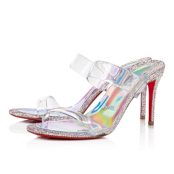 Sandale Christian Louboutin Just Strass 85 Piele Intoarsa Sandals Dama Roz Colorati | RO47168