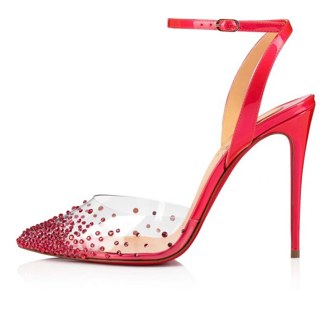 Sandale Christian Louboutin Spikaqueen 100 Pvc Sandals Dama Roz | RO51121