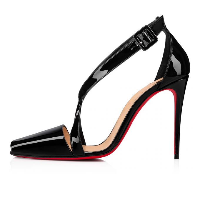 T Strap Christian Louboutin Ambretta Cross 100 Lacuita T Curea Dama Negrii | RO76100