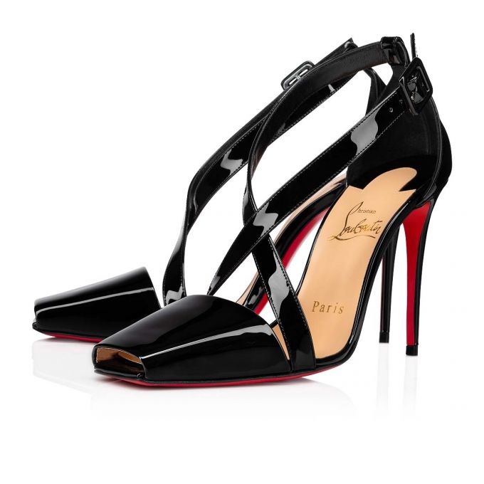 T Strap Christian Louboutin Ambretta Cross 100 Lacuita T Curea Dama Negrii | RO76100