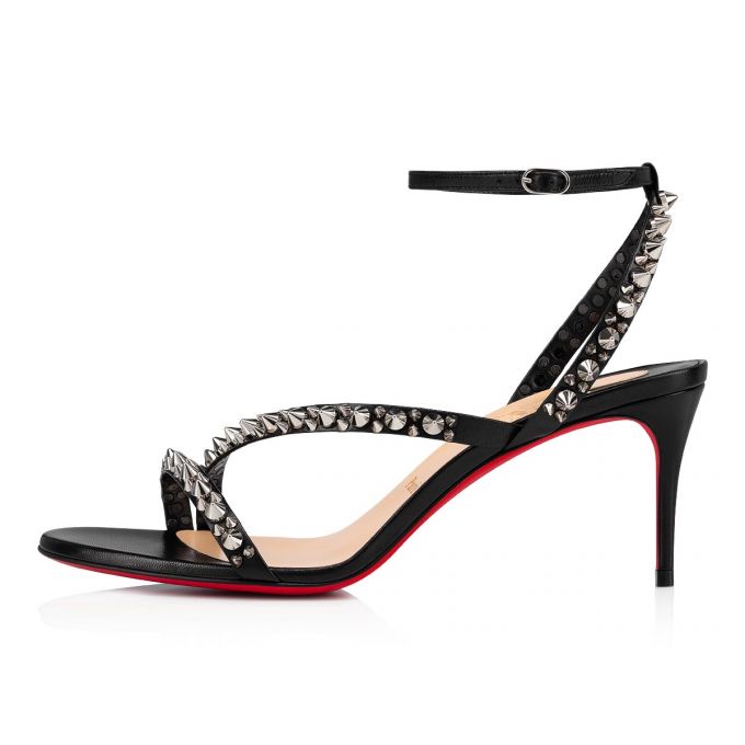 T Strap Christian Louboutin Mafaldina Spikes 70 T Curea Dama Negrii Argintii | RO87183