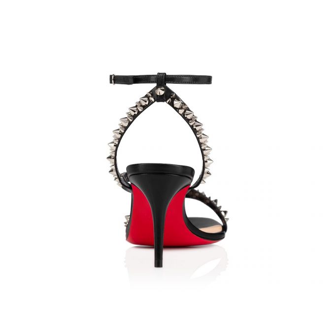 T Strap Christian Louboutin Mafaldina Spikes 70 T Curea Dama Negrii Argintii | RO87183