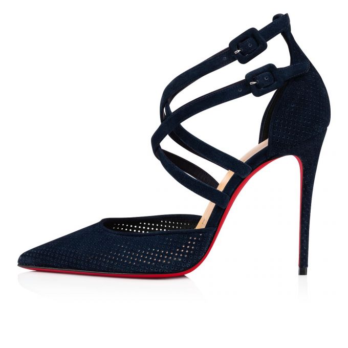 T Strap Christian Louboutin Victorilla 100 Veau Velours T Curea Dama Albastri | RO22974