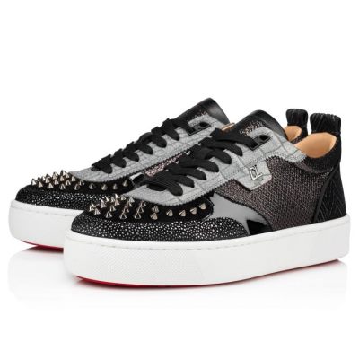 Adidași Christian Louboutin Happyrui Spikes Creative Piele Sneakers Barbati Negrii Argintii | RO44064