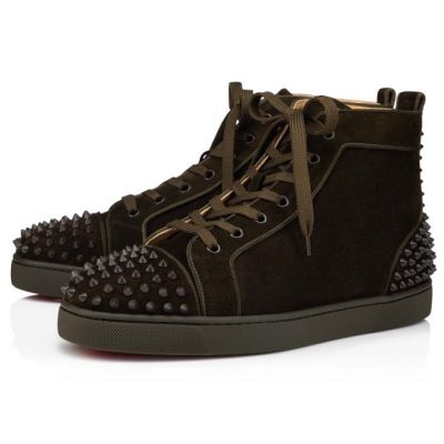 Adidași Christian Louboutin Lou Spikes 2 000 Mat Veau Velours Sneakers Barbati Ciocolata | RO62412