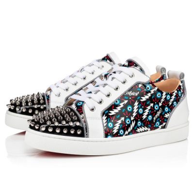 Adidași Christian Louboutin Louis Junior Spikes Orlato Creative Piele Sneakers Barbati Negrii Albi | RO84493