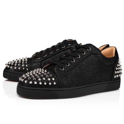 Adidași Christian Louboutin Seavaste 2 Creative Piele Sneakers Barbati Negrii Argintii | RO98516