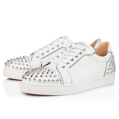 Adidași Christian Louboutin Vieira 2 Calf Sneakers Dama Albi Argintii | RO30317