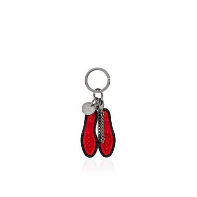 Breloc Christian Louboutin M Lug Sole Metallic Finish Keyrings Dama Negrii Rosii | RO37870