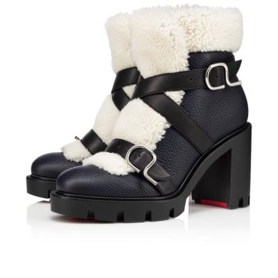 Cizme Christian Louboutin Pole Chic 70 Blue/White Calf Boots Dama Albastri Albi | RO93042