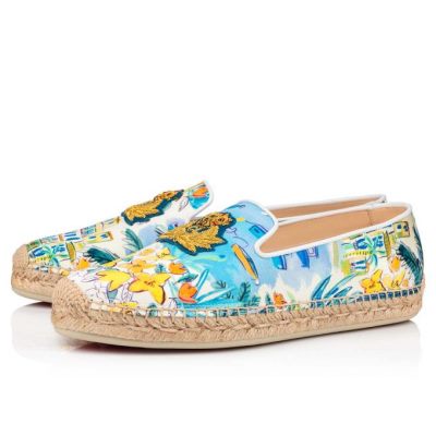 Espadrilles Christian Louboutin Nanou Orlato Crepe Satin/Satin/Lurex Espadrilles Dama Colorati Albi | RO34889