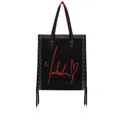 Geanta Tote Christian Louboutin Cabalace Small Creative Fabric Tote Bags Dama Negrii Rosii | RO21065