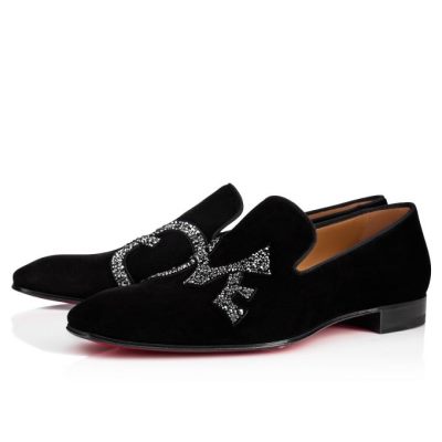 Loafers Christian Louboutin Dandylove Strass Veau Velours Loafer Barbati Negrii | RO78940