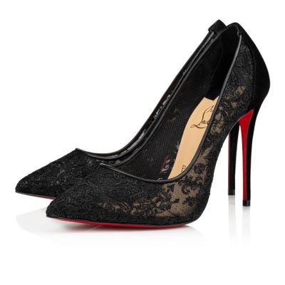 Pantofi Cu Toc Christian Louboutin Follies Dantela 100 Version Dentelle Pumps Dama Negrii | RO75760