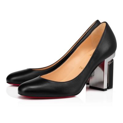 Pantofi Cu Toc Christian Louboutin Geleutourni 85 Nappa Pumps Dama Negrii Argintii | RO00517