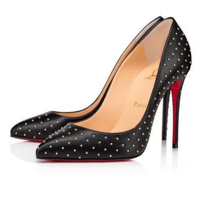 Pantofi Cu Toc Christian Louboutin Pigalle Follies Plume 100 Nappa Pumps Dama Negrii Aurii | RO25316