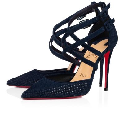 Pantofi Cu Toc Christian Louboutin Victorilla 100 Veau Velours Pumps Dama Albastri | RO31027