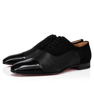 Pantofi Oxford Christian Louboutin Greggo Bumbac Oxford Barbati Negrii | RO64040